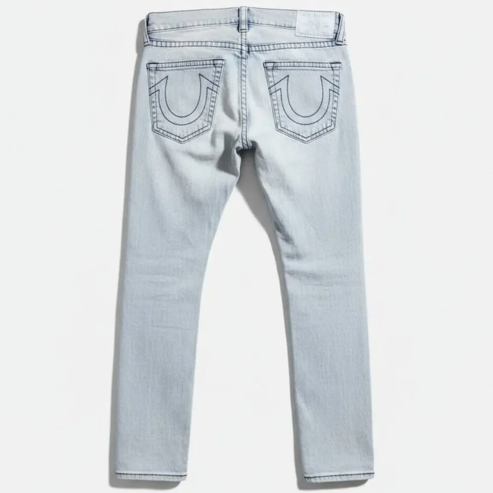 True Religion Rocco Men's 32x33 No Flap Skinny Relaxed Distressed Contrast Jeans